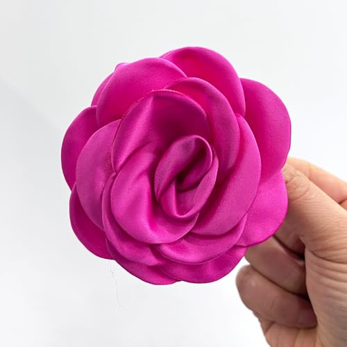 Sanrich Women's Brooches 4pcs Rose Flower Hair Clip Mexican Hair Flowers Clips Hairpin Brooch Tea Party Hats Headpieces (hot pink) - color: hot pink