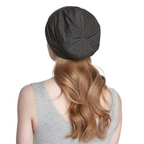 Alnorm Soft Stretchy Sleep Cap Unisex Skull Cap Chemo Hat for Cancer Patients Dark Grey - color: Dark Grey