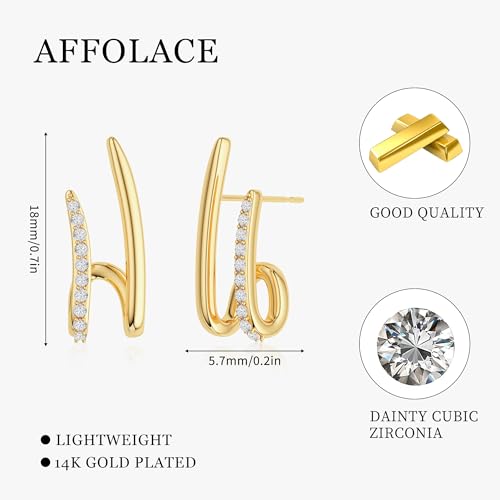 14K Gold Plated Dangle Earrings for Women Chain Dangling Long Earrings Trendy CZ/Twisted X Hoop Studs Dainty Threader Earrings Wedding Hanging Drop Dangly Minimalist Jewelry Gifts for Woman - style: 7
