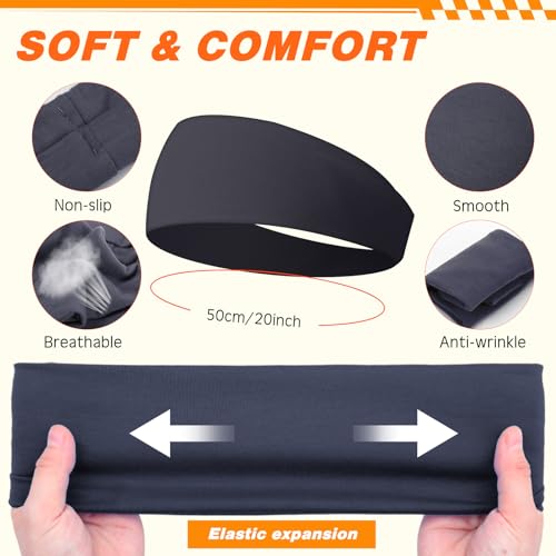 18 Pcs Sports Sweatbands for Men Women Camo Headbands Workout Non Slip Headbands Breathable Head Band Fitness Stretchy Unisex Hairband for Yoga Running Cycling Ball - color: Vivid Colors