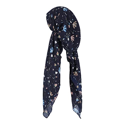 Pretied Head Scarves for Women Featuring Lightweight Crimped Material and Attractive - color: Floral Navy