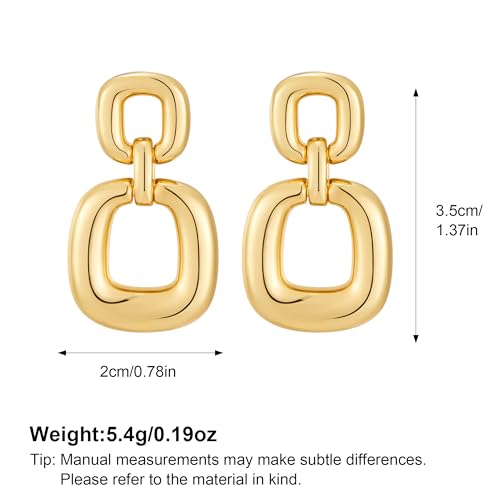MUYAN Gold Silver Geometric Drop Dangle Earrings for Women Brushed Link Square Dangle Earrings Trendy Jewelry - color: D Gold