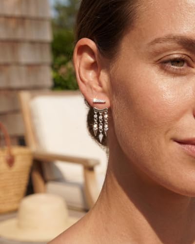 MUMREUES Gold Earrings for Women Trendy 14K Gold Plated Dangle Earrings Small Hoop Huggie Drop Stud Earrings Cubic Zirconia Simple Minimalist Dainty Chain Tassel Hypoallergenic Earrings - color: Jacket & Silver