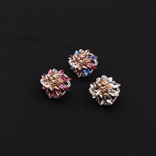 SING F LTD 6pcs Vintage Metal Rhinestone Hair Claws - Small, Colorful, Non-slip Jaw Clips for Women & Girls