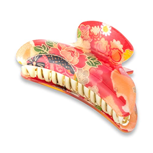 NOREN Hair Claw Clips, Vance Clip SAKURA, Hair Clip, Banana Clip, Hair Accessory, for Bundled Hair, Hair Ornament, for Woman, for Girl, Hair Claw Clips for Thick Hair (Hair vance Big Red) - color: Hair vance Big / Red