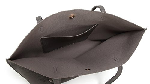 Dreubea Women's Soft Faux Leather Tote Shoulder Bag from, Big Capacity Tassel Handbag - color: Dark Grey