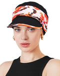 Chemo Headwear Viscose Newsboy Cap for Women Summer Hats - color: Black Orange