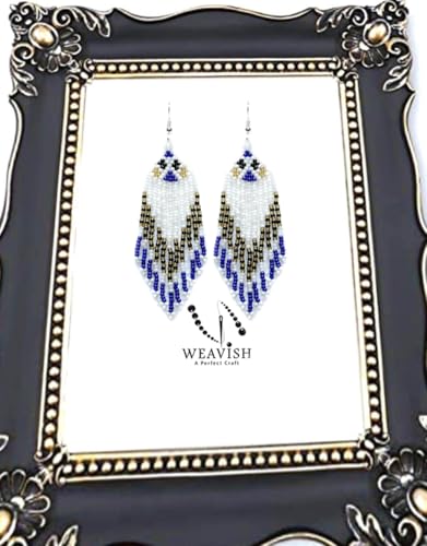 Long Beaded Dangle Earrings – Boho Native Handmade Seed Bead Tassel Bohemian Large Statement Drop Fringes for Women - color: Pattern3