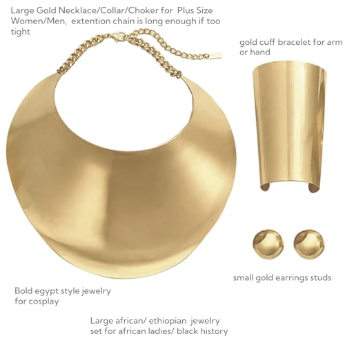 Gold Necklaces for Women Chunky Gold Silver Choker Necklace Statement Egyptian Jewelry for Women Men Gold Costume Jewelry Sets Accessories Gift - color: Chunky Gold bracelet Choker