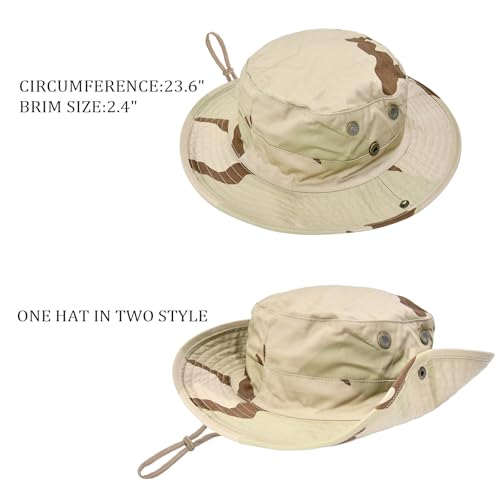 Sun Hats for Men Women Boonie Hat Foldable Fishing Hat UPF 50+ Bucket Hat for Fishing Hiking Garden Safari Beach - color: 1pack-beige Camo1