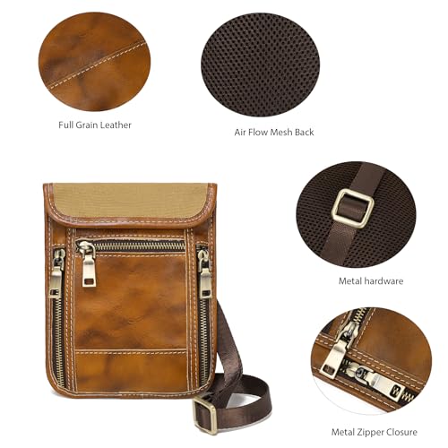 LANNSYNE Full Grain Leather Travel Wallet, Leather Cell Phone Belt Bag, Waist Pack Pouch, Neck Wallet Travel Pouch and Passport Holder for Men and Women Keep Valuables Safe - color: Yellow
