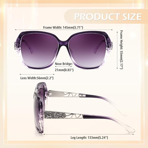 FEISEDY Polarized Women Square Sunglasses Sparkling Composite Shiny Frame B2289 - color: Violet Lavender