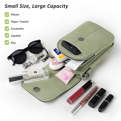 TANTOMI Small Crossbody Bags for Women Trendy, Cell Phone Purses Wallet with 4 Card Slots, Small Purses with Adjustable Strap - color: 05-light Green