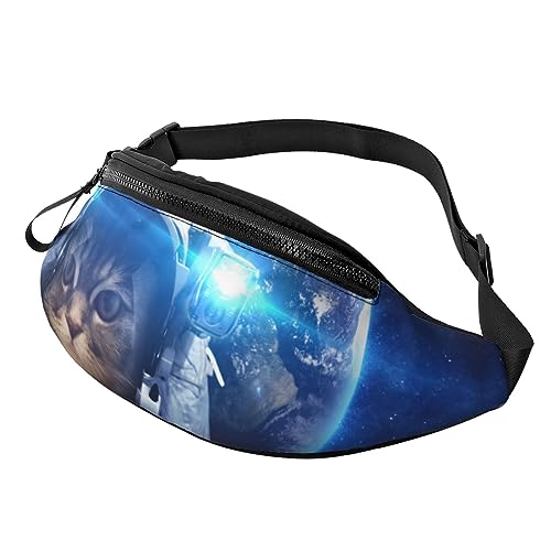 Space Cat Fashion Casual Fanny Pack Waist Bag Men Women Adjustable Belt Waist Bag For Travel Hiking Cycling Running Festival Carnival - color: Black10