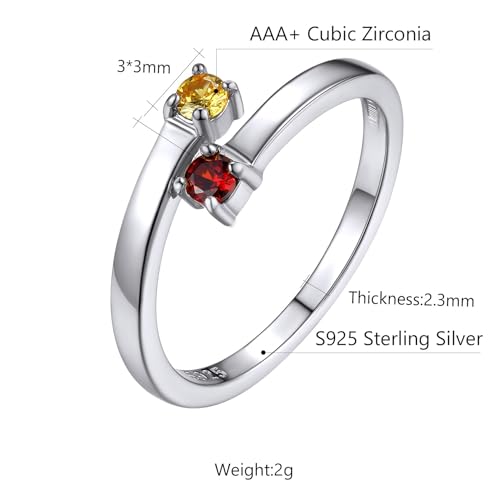 Custom4U Personalized 1-4 Birthstone Rings for Women Promise Rings for Her Sterling Silver Mothers Ring Customized Cubic Zirconia Stones Wedding/Valentine's Day/Mother's Day Jewelry Gift for Mom Wife - color: B-2 Names-Silver