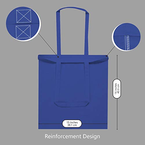 TOPDesign 5-Pack Economical 16"x15" Blue Cotton Tote Bag, Lightweight Medium Reusable Grocery Shopping Cloth Bags, Suitable for DIY, Advertising, Promotion, Gift, Activity - color: Blue, size: Medium