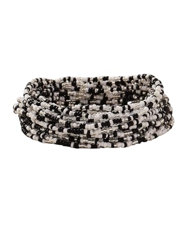 xuzhiyuan 18Pcs Boho Beaded Bracelets Set for Women Bead Stackable Stretch Bracelets, Colorful Handmade Jewelry for Beach, Party - color: Black