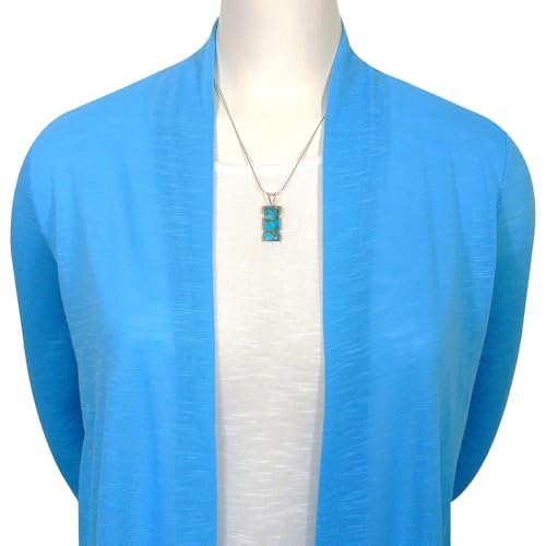Turquoise Pendant Necklace Sterling Silver 925 (Sterling Silver Pendant with 20" Stainless Chain) - color: Matrix Turquoise