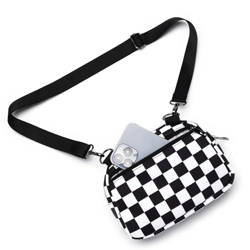 MAXTOP Small Crossbody Bags for Women Belt Bag Fanny Pack with Adjustable Strap - color: Checkered Black, style: Small Crossbody Bag