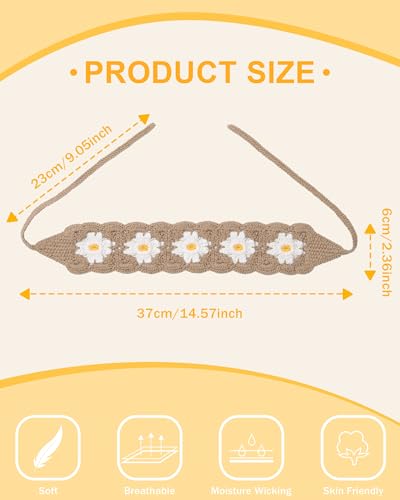 HAIMEIKANG Hippie Hair Bandanas Headbands for Women Boho Headband Knit Hair Bands Floral Head Wrap for Girls(Black+Coffee+Beige) - color: Black+Coffee+Beige