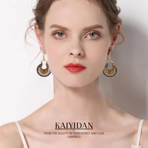 Silver/Gold Boho Dangle Statement Earrings for Women Trendy,Handmade Vintage Dainty Cute Long Drop Summer Earrings,fashion Accessories Jewelry Gifts - color: A14 Round Hoop Bronze
