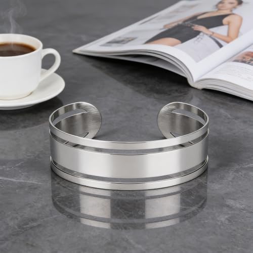 Upper Arm Cuff for Women, Simple Sexy Harness Armlet Bracelet with Crystal Adjustable Upper Arm Chain Bangle Arm Band for Women - color: Silver Stripe Band