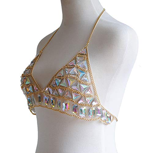 Women's Sexy Suit Body Chain - color: Gold Color Bra chain -099-2