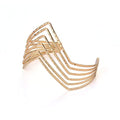 Caiyao Boho Upper Arm Bracelet Cuff Bangle Gold Silver Geometric Cuff Bracelets Mental Open Upper Arm Bangle Bracelet Adjustable Armband Jewelry for Women - style: Triangle Gold