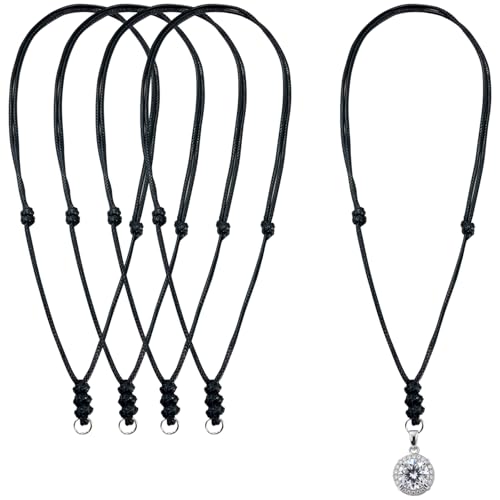 5-Pack Adjustable Handmade Black Cord Necklaces – Boho Rope Chains for Pendants & Amulets, Unisex Jewelry