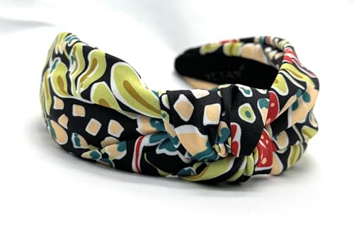 Fall Headbands for Women Watercolor Print Floral Black Beige, Warable All Day, Colorful Flower Satin Womens Head bands, Silk Feel,Soft Fabric, Knotted Headband Fashion Designer Top Knot Girl - color: Black/Beige Watercolor Floral