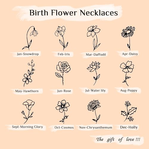 Gold Necklace for Women Birth Flower Necklaces 18K Gold Plated Custom Birth Month Floral Necklaces Birthday Gifts for Women - style: Silver-09-Morning Glory