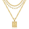 KissYan Gold Layered Necklace Set for Womens, 14K Gold Plated Initial Letter Pendant Necklaces Paperclip Snake Choker Alphabets from A-Z Figaro Chain Jewellery Gift - color: 3PCS, style: A Letter