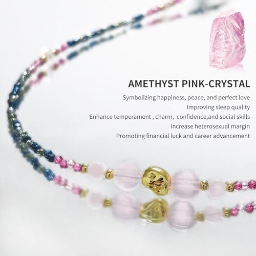 Damanse Beaded Glasses Chain,Eyeglass & Sunglass Strap For Women Stylish - color: Pink Crystal Design