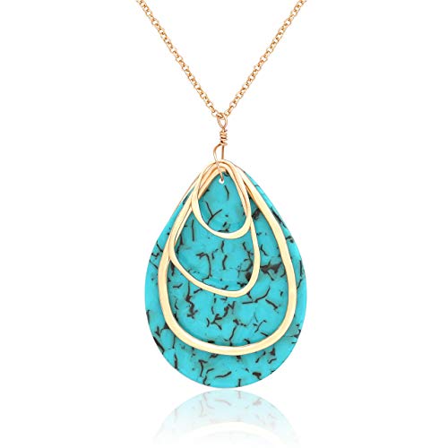 MOLOCH Long Necklace For Women Geometry Teardrop Acrylic Circle Pendant Necklace Statement Boho Acetate Resin Necklace Minimalist Gift - color: Green