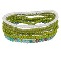 Caiyao Bohemian Multilayer Stackable Seed Beaded Bracelets Colorful Crystal Glass Beads Strand Bangle Bracelet BFF Wristbands Bracelet for Women Summer Beach Hawaii Jewelry Birthday Gifts - color: Green 4