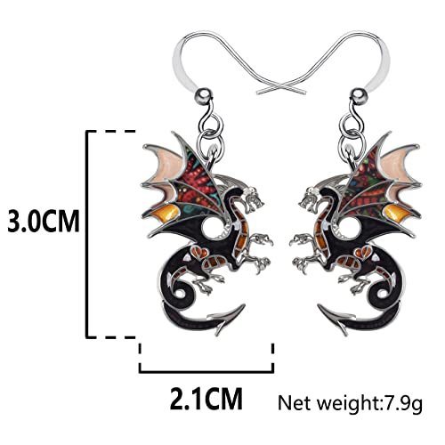 Enamel Alloy Dinosaur Fantasy Dragon Earrings Drop Dangle Unique Animal Jewelry For Women Dragons Gifts - color: Clay