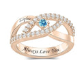 Personalized Name Family Rings Custom 1-6 Birthstones Mother's Rings Sterling Silver Promise Ring for Mother's Day Daughter Grandma Women - color: 1 Stone