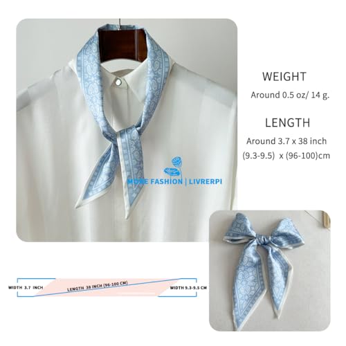 Hair Head Neck Bag Long Scarf Versatile Wrap for Women Soft & Lightweight for Everyday Chic - color: 21 Paisley Light Blue 3.7 X 38 Inch