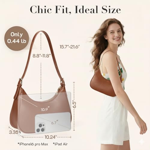 Missnine Purses for Women, Shoulder Bag Small Handbags Vegan Leather Underarm Bags Trendy Hobo Cute Clutch Purse - color: 1-brown【adjustable Strap】