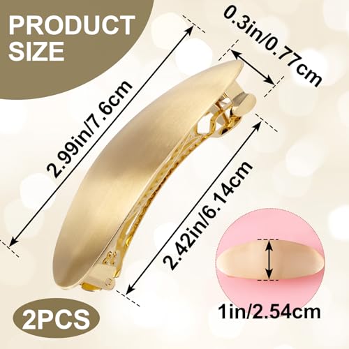 HINZIC 2pcs Oval Hair Barrette, Metal Large Hair Clip, Vintage French Wedding Prom Formal Hairpins Accessories for Women Thick Thin Long Short Curly Straight Hairstyles- Gold - color: Gold-2pcs