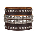 GelConnie Punk Leather Cuff Bracelet Adjustable Straps Wrap Bracelets Arm Armor Cuff Gothic Leather Wristbands for Men, Women - color: MLPB099-Brown
