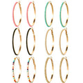 Jinxiuge 6 Pair Beaded Hoop Earrings Boho Flower Round Earrings Women's Handmade Earrings Set - style: Style-B
