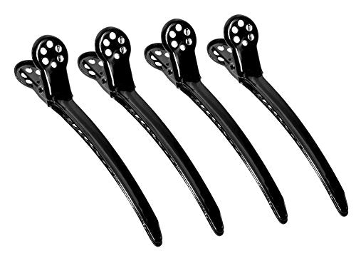 Framar Black Tight Tension Clips For Hair - Set of 4 Professional Hair Clips – Metal Hair Clips for Styling, Stylist Supplies, Hairclips, Hairstylist Essentials - Extra Tight & Durable - color: Black