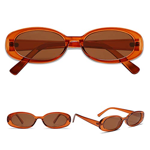VANLINKER Polarized Retro Oval Sunglasses for Women and Men Small 90s Style VL9580 - color: C3 Brown Tinted Frame/Lens