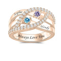 Personalized Name Family Rings Custom 1-6 Birthstones Mother's Rings Sterling Silver Promise Ring for Mother's Day Daughter Grandma Women - color: 2 Stones