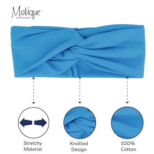 Motique Accessories Solid Twist Turband Headwrap Hair Band for Women (Blue) - color: Blue