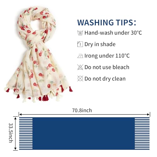 QIUTIMIY Scarf for Women Lightweight Soft Floral Leopard Printed Scarves Fall Winter Fashion Shawl Wrap with Fringe - color: Cherry-red