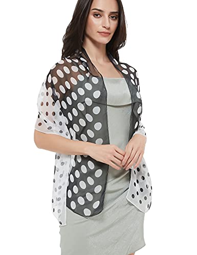 PANTONIGHT Long Chiffon Fashion Scarf Lightweight Chiffon Sheer for women - color: Black/White 720