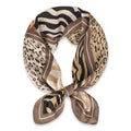 Relang Fashion Silk Satin Head Scarf for Women Hair Bandana Hair Scarf Wrap Neck Scarf for Women 27.5×27.5 inches - color: Brown Tiger Leopard Print
