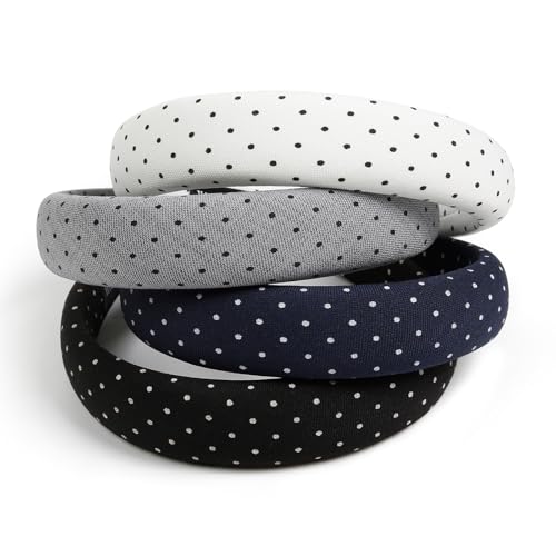 Huachi Polka Dot Headbands for Women Non Slip Trendy Headbands for Women’s Hair Cute Headband for Girls, Elastic Hair Bands for Womens Fashion Accessories for Women 4PCS - color: Polka Dot